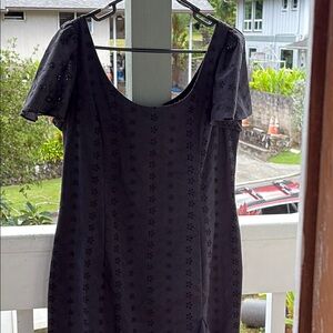 Mamo Vintage Black Eyelet Hawaiian Mu'mu'u